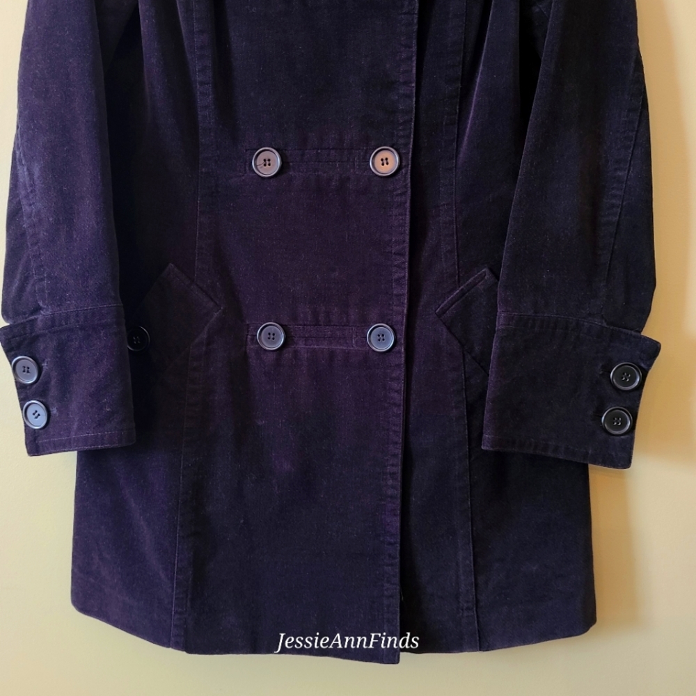 Jones New York Black Velour Double Breasted Trench Coat Women's Size Medium - Picture 5 of 6